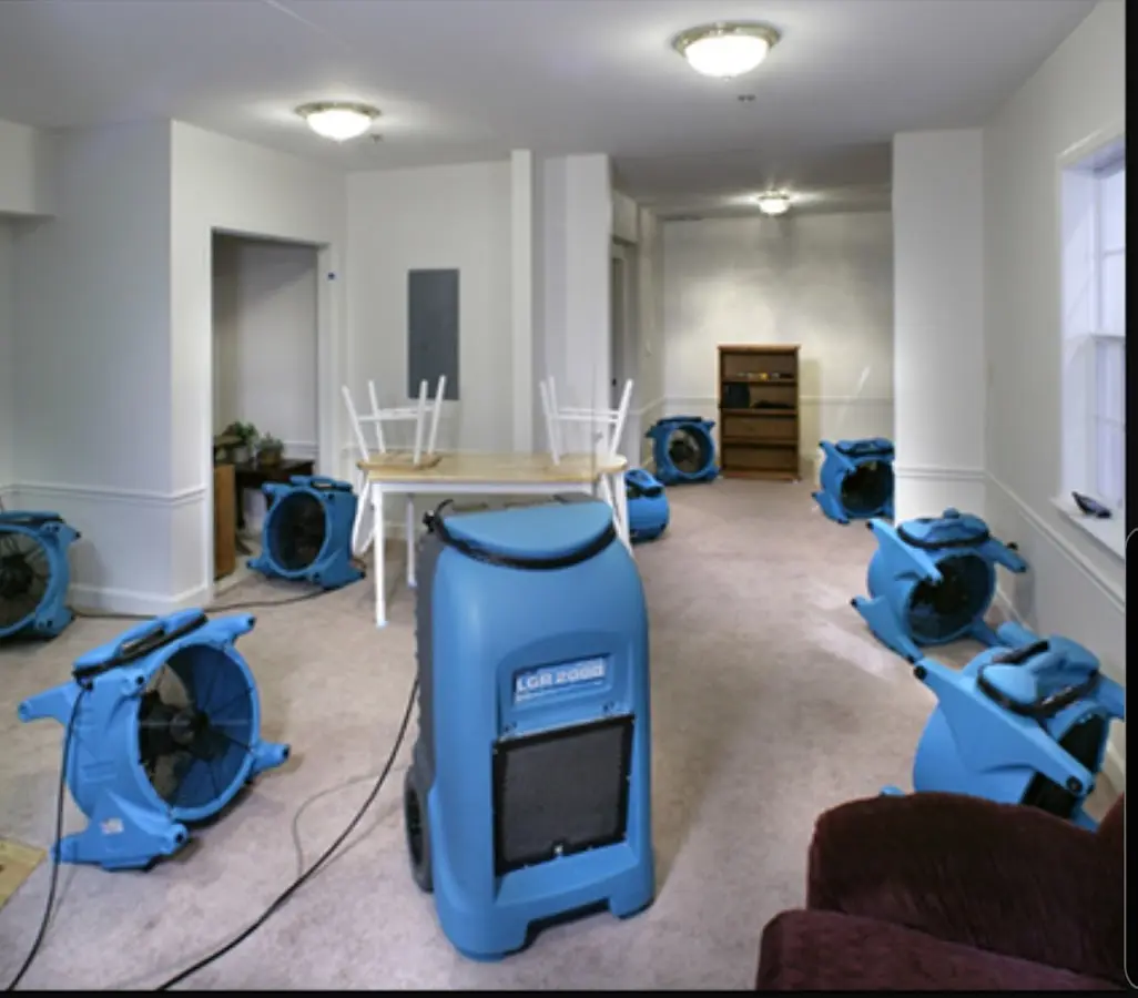 Air movers and dehumidifier setup for Water Extraction & Removal in Imperial