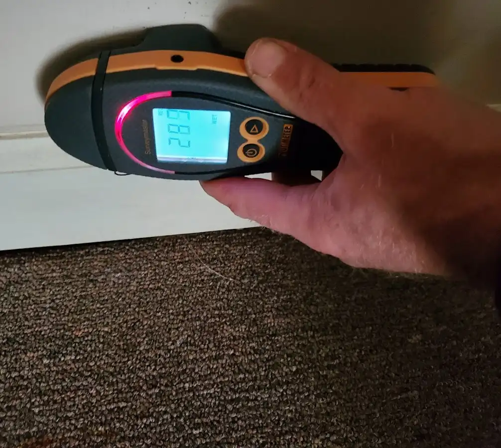 Moisture detection at baseboard during Mold Inspection & Testing in Imperial